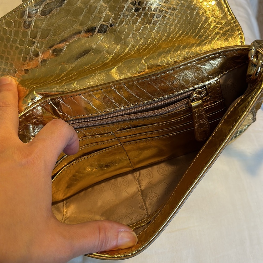 Michael Kors Gold Python Wristlet Clutch Purse - image 4